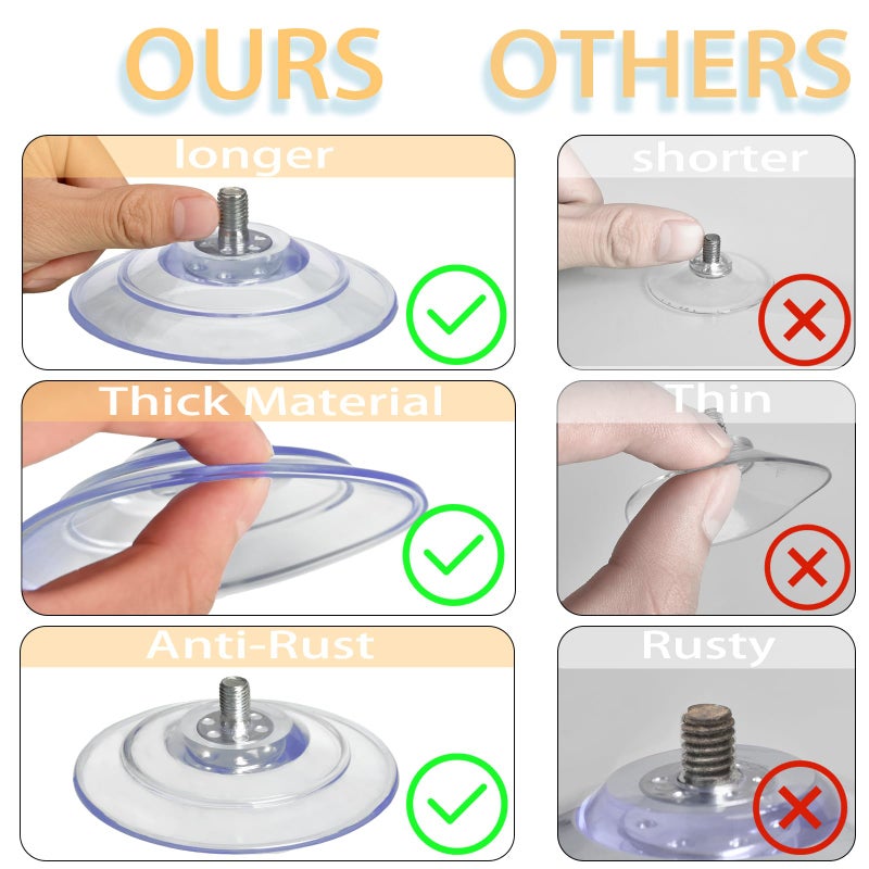 AccEncyc Upgraded Large Suction Cup with Screws 3.4"/85mm Plastic Suction Pads 4 Pack Clear PVC Sucker Pads with M8 Screw Nut Extra Strong Adhesive Glass Suction Holder - Image 4