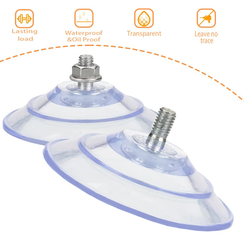AccEncyc Upgraded Large Suction Cup with Screws 3.4"/85mm Plastic Suction Pads 4 Pack Clear PVC Sucker Pads with M8 Screw Nut Extra Strong Adhesive Glass Suction Holder - Image 3