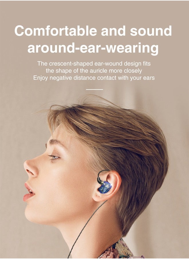 QKZ - QKZ SK7 In-Ear Stereo Earphone, Professional Monitoring Headphone, Stereo HIFI Headset with Microphone, Universal 3.5mm Earbud Headphones with Microphone for Music, Gaming, Sport (Blue） - Image 1