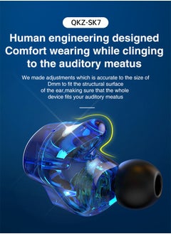 QKZ QKZ SK7 In-Ear Stereo Earphone, Professional Monitoring Headphone, Stereo HIFI Headset with Microphone, Universal 3.5mm Earbud Headphones with Microphone for Music, Gaming, Sport (Blue）  - Image 4