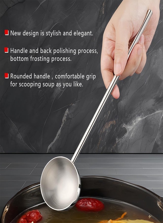 Hvanam Small Soup Ladle SUS304 Stainless Steel Metal Deep Spoon With Pour Spout 2 oz Long Handle Gravy Ladles Heat-Resistant for Kitchen Cooking Serving Soups and Drizzle Sauces 2 Pack Set (10.5 inch) - Image 3