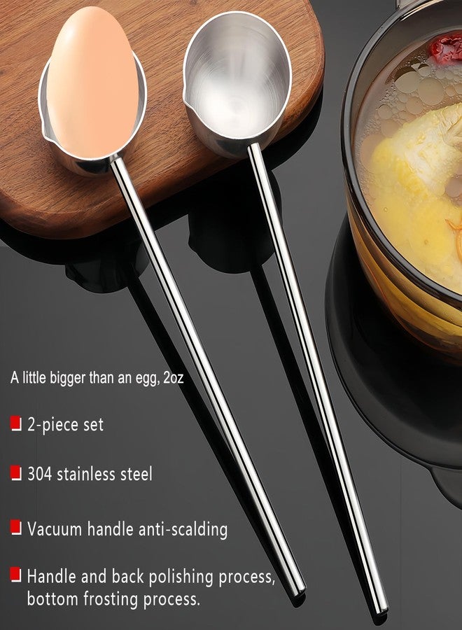 Hvanam Small Soup Ladle SUS304 Stainless Steel Metal Deep Spoon With Pour Spout 2 oz Long Handle Gravy Ladles Heat-Resistant for Kitchen Cooking Serving Soups and Drizzle Sauces 2 Pack Set (10.5 inch) - Image 2