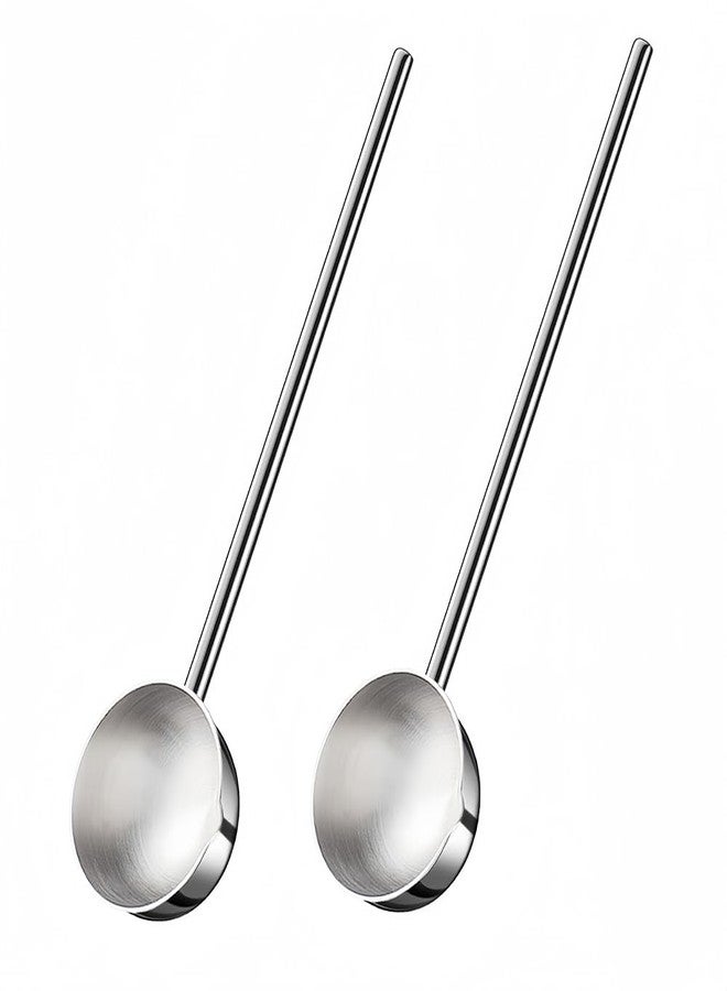 Hvanam Small Soup Ladle SUS304 Stainless Steel Metal Deep Spoon With Pour Spout 2 oz Long Handle Gravy Ladles Heat-Resistant for Kitchen Cooking Serving Soups and Drizzle Sauces 2 Pack Set (10.5 inch) - Image 1