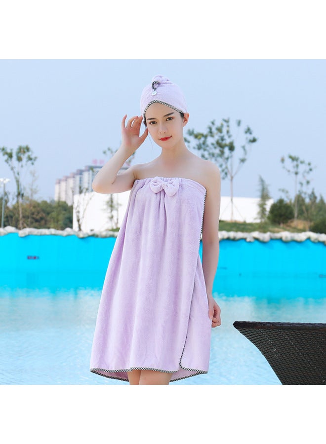 Coral Fleece Bath Skirt Tube Top Wearable Bath Towel Adult Absorbent Quick-drying Bath Skirt Hair Drying Cap Suit