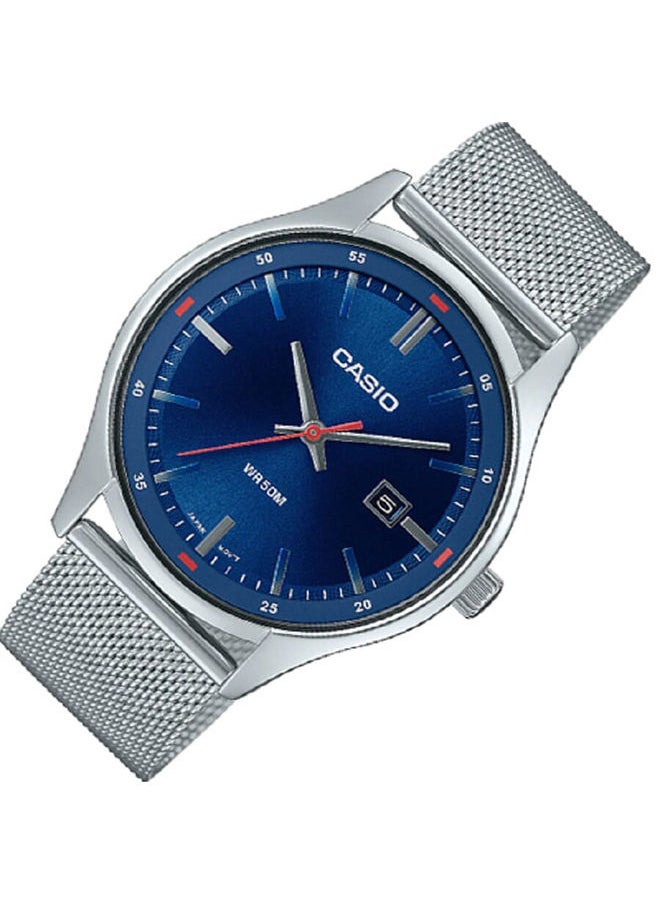 CASIO - Men Watch Analog Date Display Blue Dial Stainless Steel Mesh Band MTP-E710M-2AVDF - Image 1