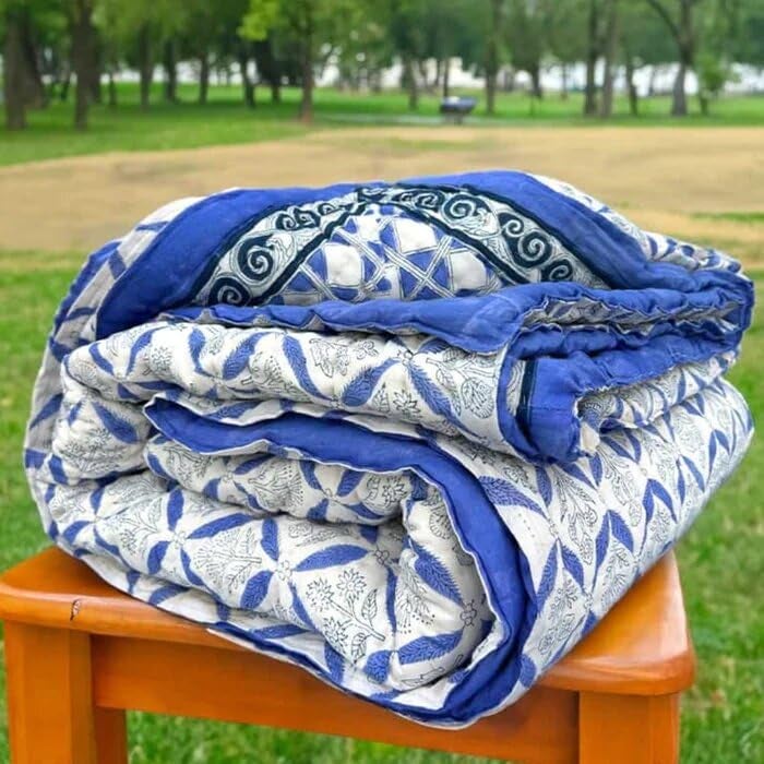 THE JAIPUR WALA THE JAIPUR WALA Handmade Mulmul Cotton Quilt Hand Block Printed  - Image 2