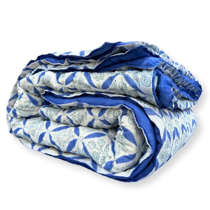 THE JAIPUR WALA THE JAIPUR WALA Handmade Mulmul Cotton Quilt Hand Block Printed  - Image 4