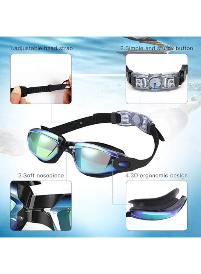 ChicAbode Swimming Goggles, Mirrored Swim Goggles No Leaking Anti Fog UV Protection Triathlon Swim Goggles with Free Protection Case for Adult Men Women Youth Kids Child - Image 4