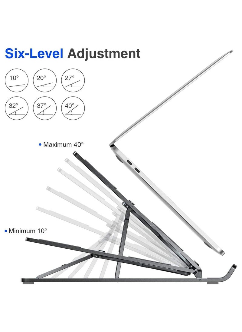 DANEEN DANEEN Laptop Stand / Holder / Bracket, Carry Pouch | 6 Height Adjustable Riser for desk | Increased Laptop Ventilation | Ergonomic Foldable & Portable | Universally Compatible (black -X)  - Image 4