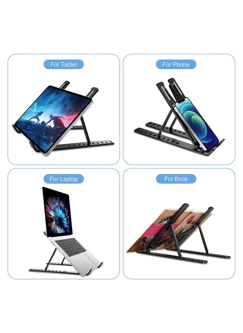 DANEEN DANEEN Laptop Stand / Holder / Bracket, Carry Pouch | 6 Height Adjustable Riser for desk | Increased Laptop Ventilation | Ergonomic Foldable & Portable | Universally Compatible (black -X)  - Image 5