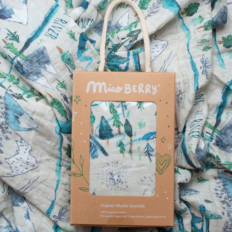 Miaoberry Mountain Baby Organic Muslin Swaddle Blankets for Baby Boy with Hat and Wooden Hello World Newborn Sign, Adventure Forest Theme, Newborn Photography Outfits Boy, Birth Announcement Sign - Image 5