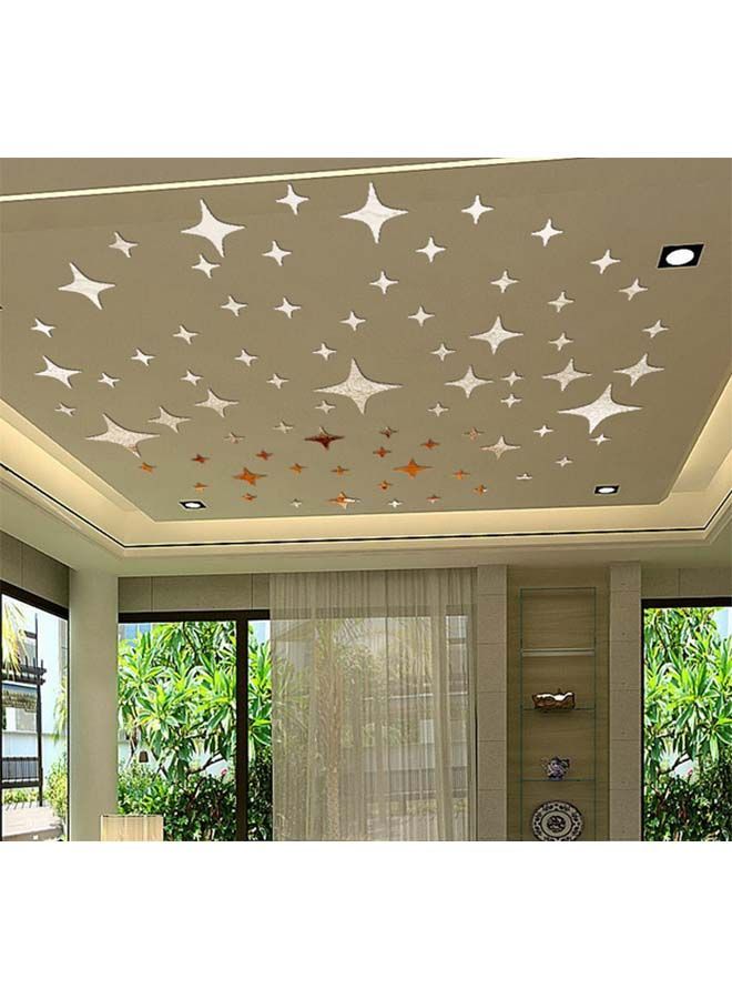 NIBEMINENT Stars Mirror Wall Stickers Silver 10x10inch