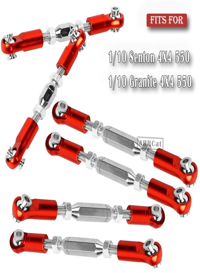 ARRCat RC Upgrades Part for 1/10 Granite 4X4 Mega550, 1/10 Senton 4X4 Mega550 RC Car,6 Pieces Aluminum Adjustable Turnbuckles Camber Links Toe Link,Hop-Up Part #AR330446 AR330515,Red - Image 2