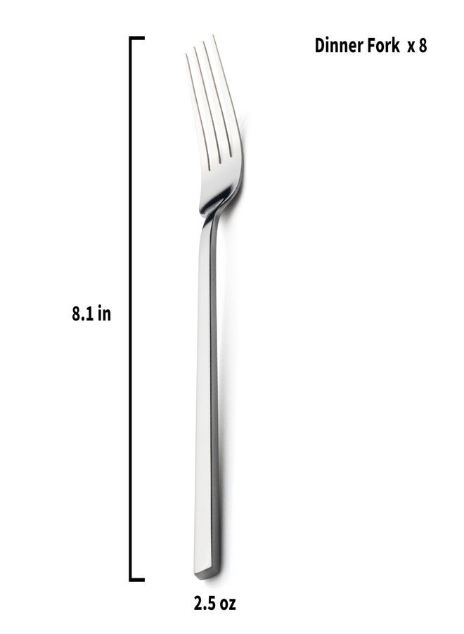 Alata Cube 8-Piece Forged Stainless Steel Dinner Forks, Mirror Finish, Dishwasher Safe - Image 3