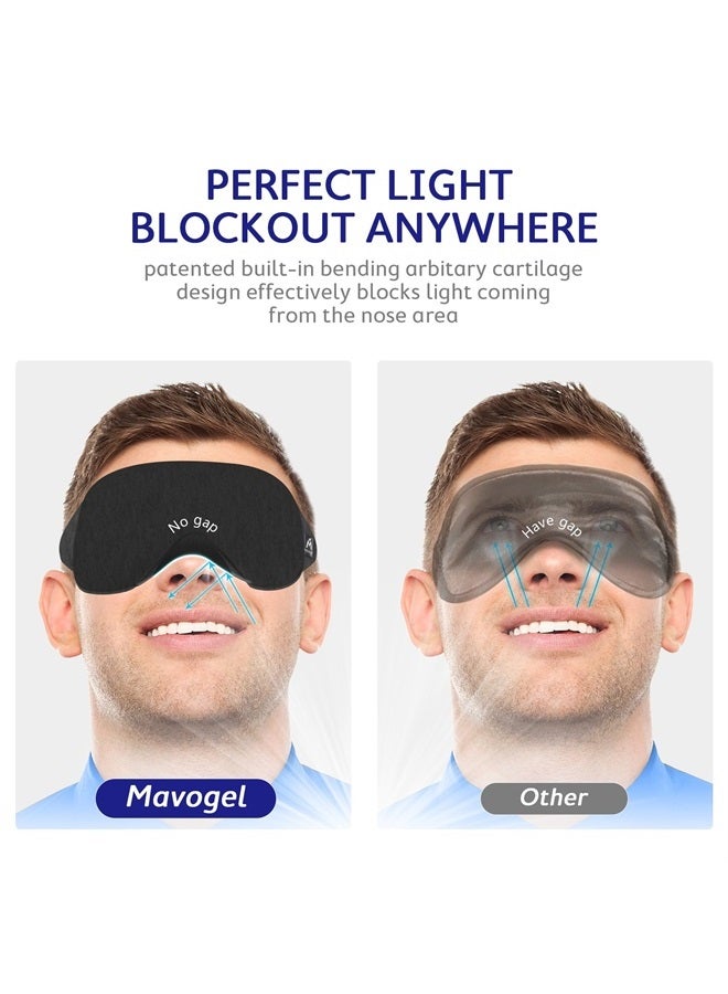 Mavogel Cotton Sleep Eye Mask - Updated Design Light Blocking Sleep Mask, Soft and Comfortable Night Eye Mask for Men Women, Eye Blinder for Travel/Sleeping, Includes Travel Pouch, Black  - Image 2