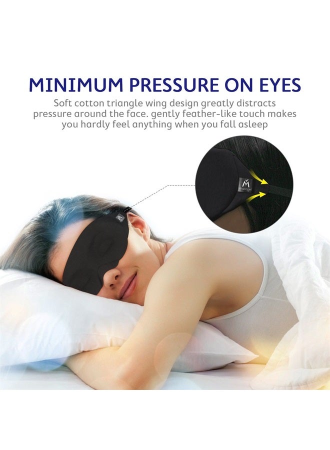 Mavogel Cotton Sleep Eye Mask - Updated Design Light Blocking Sleep Mask, Soft and Comfortable Night Eye Mask for Men Women, Eye Blinder for Travel/Sleeping, Includes Travel Pouch, Black  - Image 5