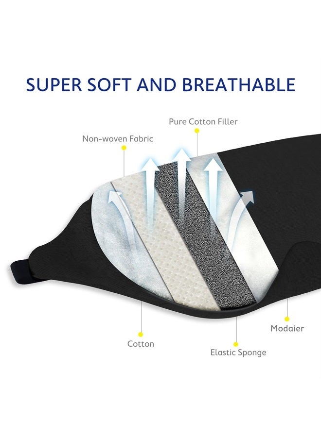 Mavogel Cotton Sleep Eye Mask - Updated Design Light Blocking Sleep Mask, Soft and Comfortable Night Eye Mask for Men Women, Eye Blinder for Travel/Sleeping, Includes Travel Pouch, Black  - Image 4