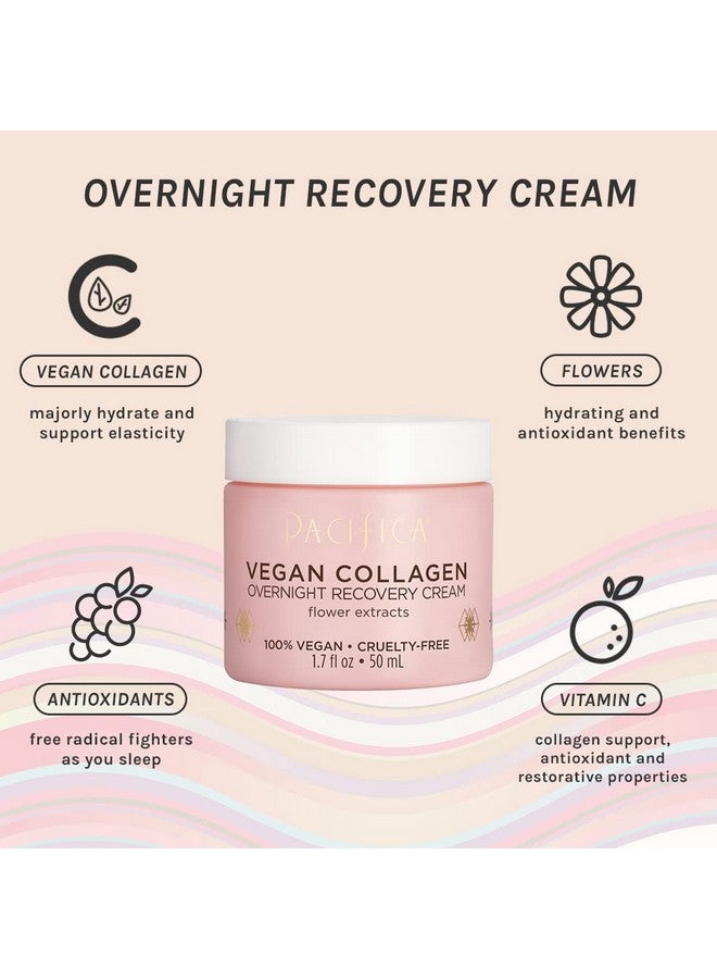 Pacifica Pacifica Beauty Vegan Collagen Overnight Recovery Face Cream + Undereye Eye Cream Set, Hyaluronic Acid, Caffeine, Vitamin E & C, Hydrating & Moisturizing for Aging and Dry Skin, Pink, 2 Count  - Image 3