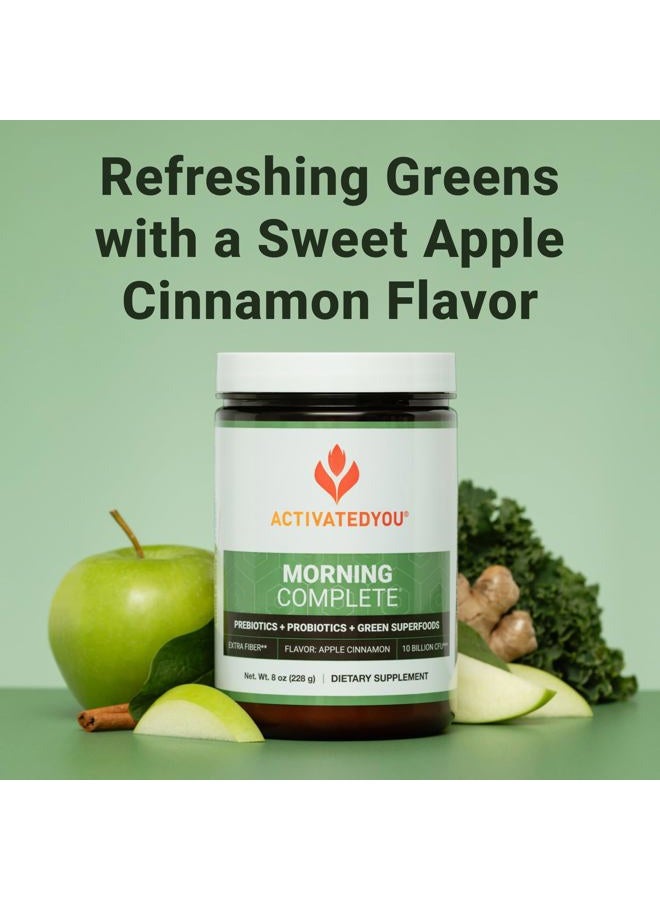ACTIVATEDYOU Morning Complete Daily Wellness Greens Superfood Drink Mix for Gut Health w/Prebiotics, Probiotics, Antioxidants, Green Superfoods, 10 Billion CFUs, 30 Servings (Apple Cinnamon) - Image 2