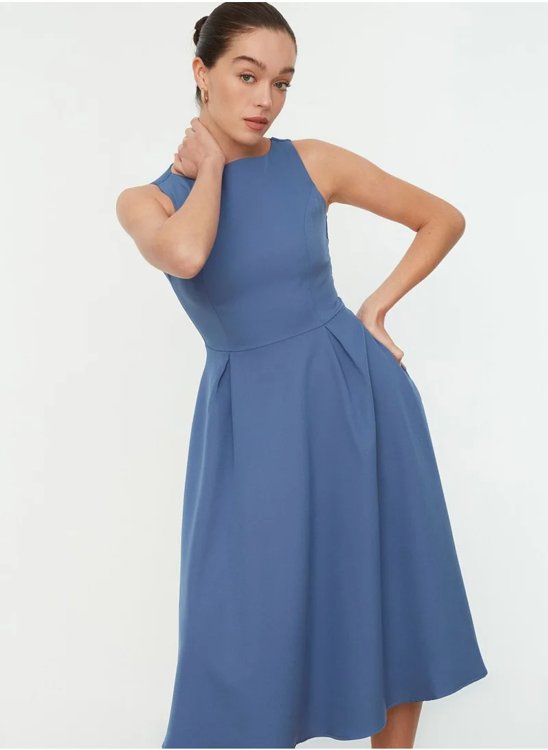 trendyol Round Neck Pleated Dress