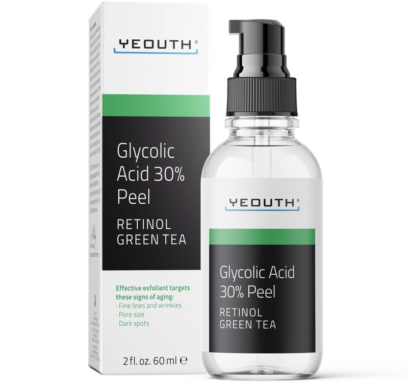 YEOUTH Glycolic Acid Peel for Face, At Home Chemical Exfoliator AHA 30% Glycolic Acid Face Peel with Retinol, Designed to Refresh and Smooth the Appearance of Skin 2oz - Image 1