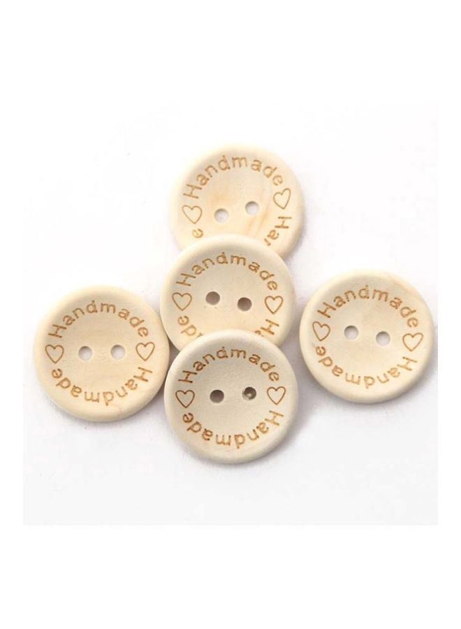 NIBEMINENT 100-Piece Round Handmade Natural wooden Buttons Beige - Image 4