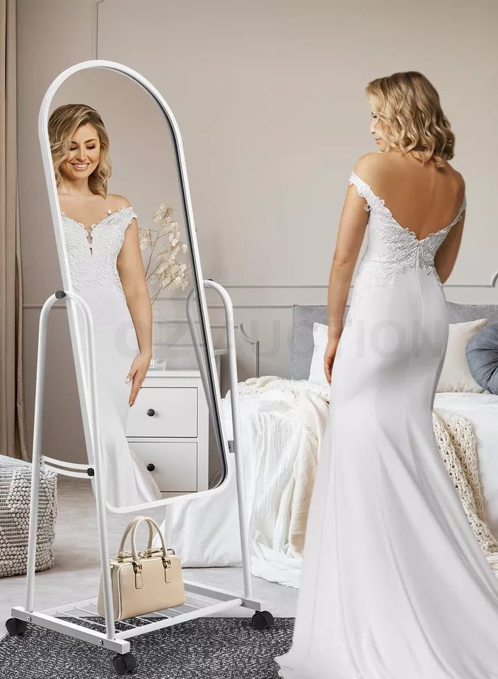 مرايا أرضية طويلة مع حامل ابيض - Image 2