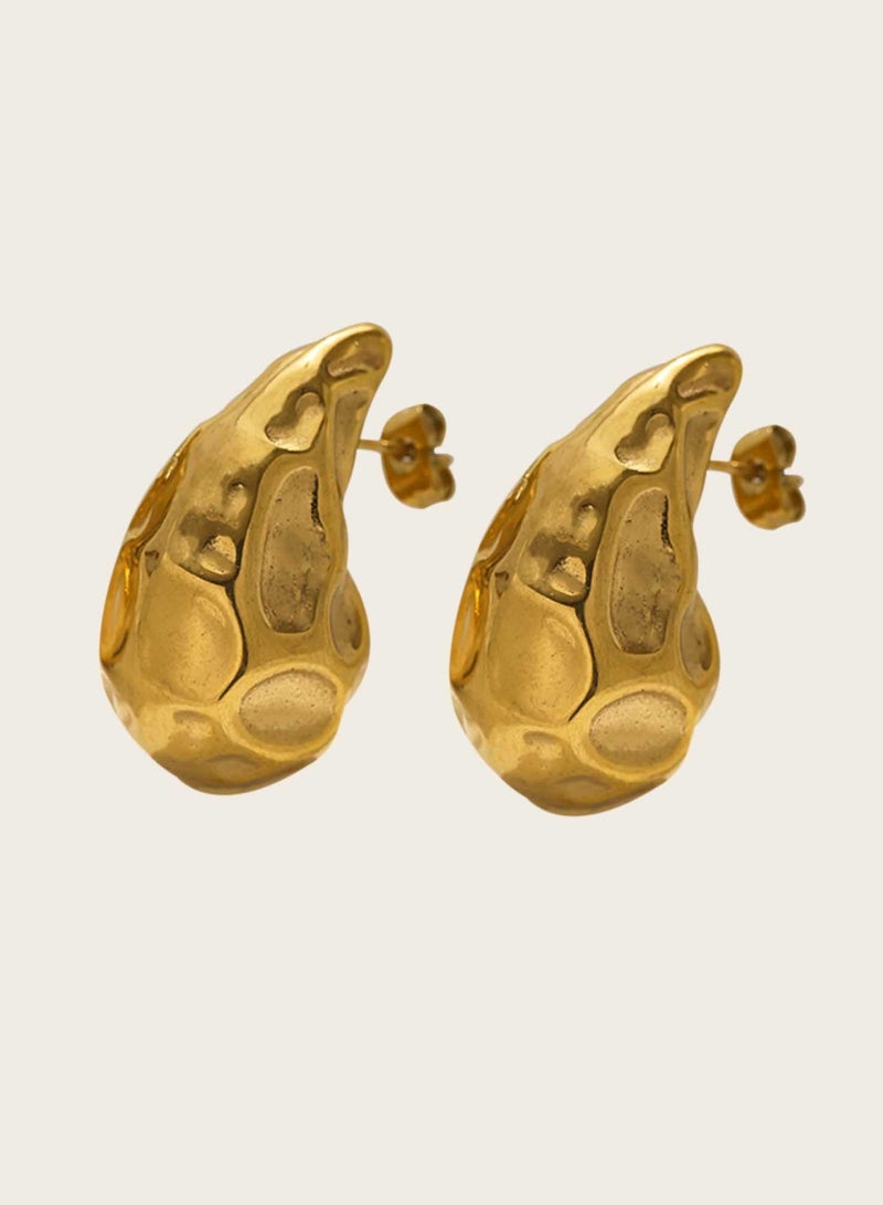 كاف كريشنس أقراط على شكل دمعة من الفولاذ المقاوم للصدأ مطلية بالذهب عيار 18 قيراط، للنساء والفتيات - Image 3