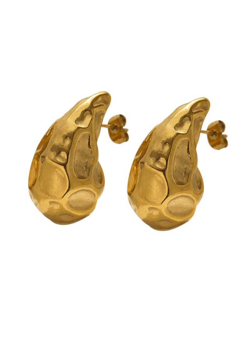 كاف كريشنس أقراط على شكل دمعة من الفولاذ المقاوم للصدأ مطلية بالذهب عيار 18 قيراط، للنساء والفتيات - Image 1