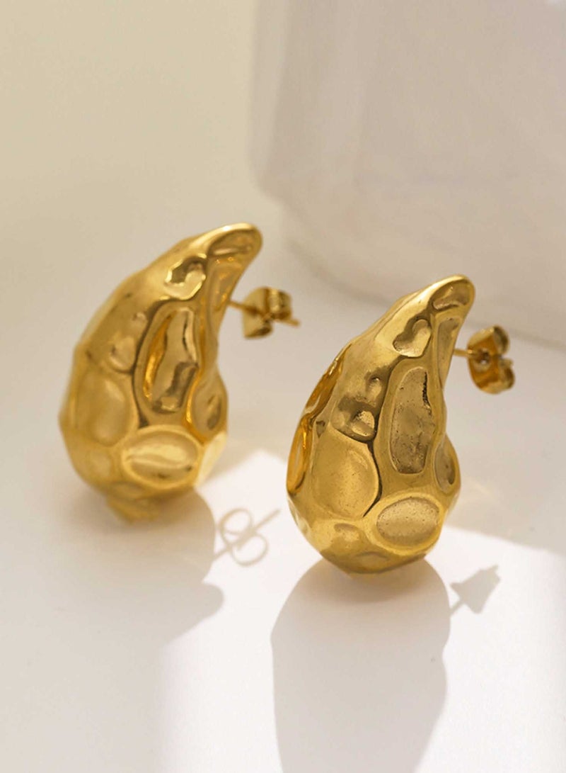 كاف كريشنس أقراط على شكل دمعة من الفولاذ المقاوم للصدأ مطلية بالذهب عيار 18 قيراط، للنساء والفتيات - Image 2