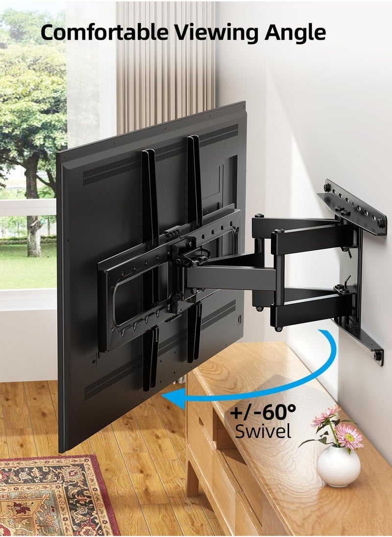ELTRAZONE Swivel TV Wall Bracket for 32"-75" TVs – Full Motion TV Mount with ±60° Swivel, 5°/-15° Tilt, Max VESA 600x400mm, Load Capacity 132lbs/60kg, 15.2"/38.6cm Extendable Reach, HV6601 - Image 3