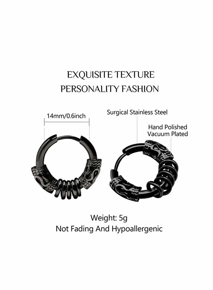 Zikra Hoop Earrings, Vintage Hoop Earrings for Men Women, Hypoallergenic 14mm Titanium Steel Hip Hop Earrings, Jewelry, Hip Hop Rock Aesthetic Cubic Zirconia Earrings (1Pairs ) - Image 2