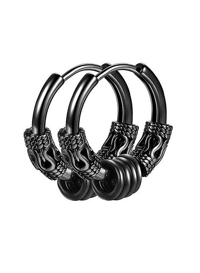 Zikra Hoop Earrings, Vintage Hoop Earrings for Men Women, Hypoallergenic 14mm Titanium Steel Hip Hop Earrings, Jewelry, Hip Hop Rock Aesthetic Cubic Zirconia Earrings (1Pairs ) - Image 1