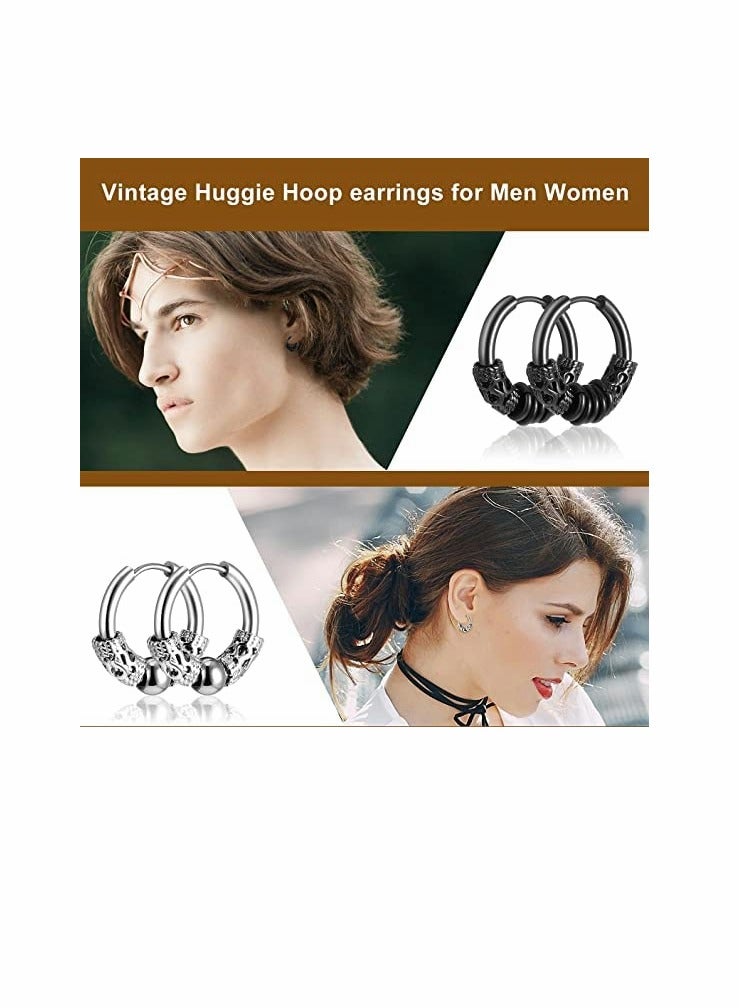 Zikra Hoop Earrings, Vintage Hoop Earrings for Men Women, Hypoallergenic 14mm Titanium Steel Hip Hop Earrings, Jewelry, Hip Hop Rock Aesthetic Cubic Zirconia Earrings (1Pairs ) - Image 4