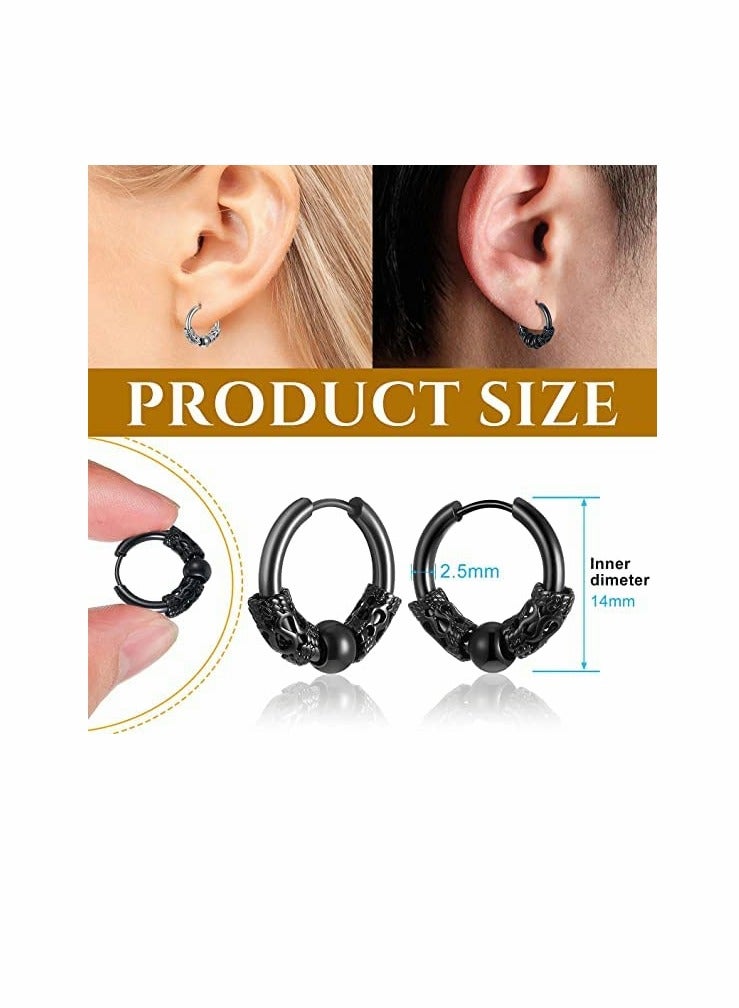 Zikra Hoop Earrings, Vintage Hoop Earrings for Men Women, Hypoallergenic 14mm Titanium Steel Hip Hop Earrings, Jewelry, Hip Hop Rock Aesthetic Cubic Zirconia Earrings (1Pairs ) - Image 3