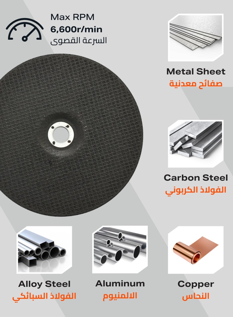 LAWAZIM Pro7 Grinding Disc for Metal - 3 Pack 9inch (230x6mm) - 7/8" Arbor Abrasive Angle Grinder Wheel - Ideal for Steel, Inox, Weld Grinding, Edge Blending, Deburring, and Heavy-Duty Surface Prep - Image 5