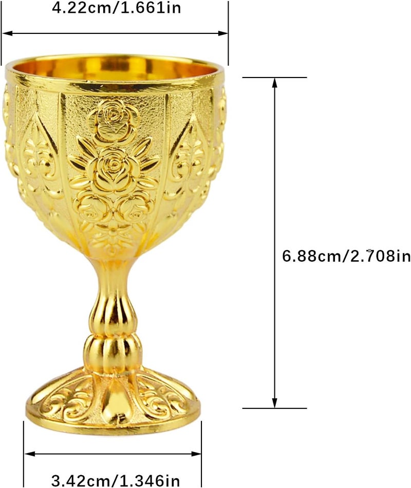 Flylin كأس جاليس 2 قطعة، 30 مل كأس جاليس معدني صغير مزخرف، كوب نبيذ زينة عتيقة للمنزل والمطبخ وحفلات الزفاف (ذهبي) - Image 3