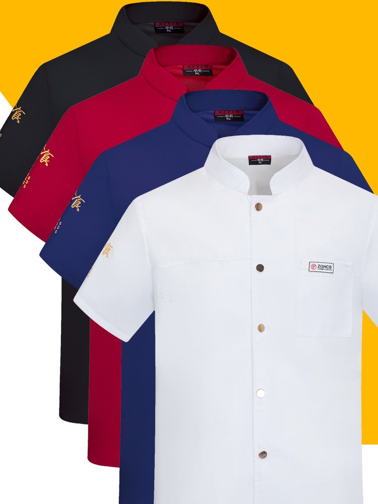 Polyester-Cotton Chef Work Clothes Short-Sleeved Men'S And Women'S El Catering Kitchen Summer Thin Chef Clothes Breathable Long-Sleeved Work Clothes - Image 3