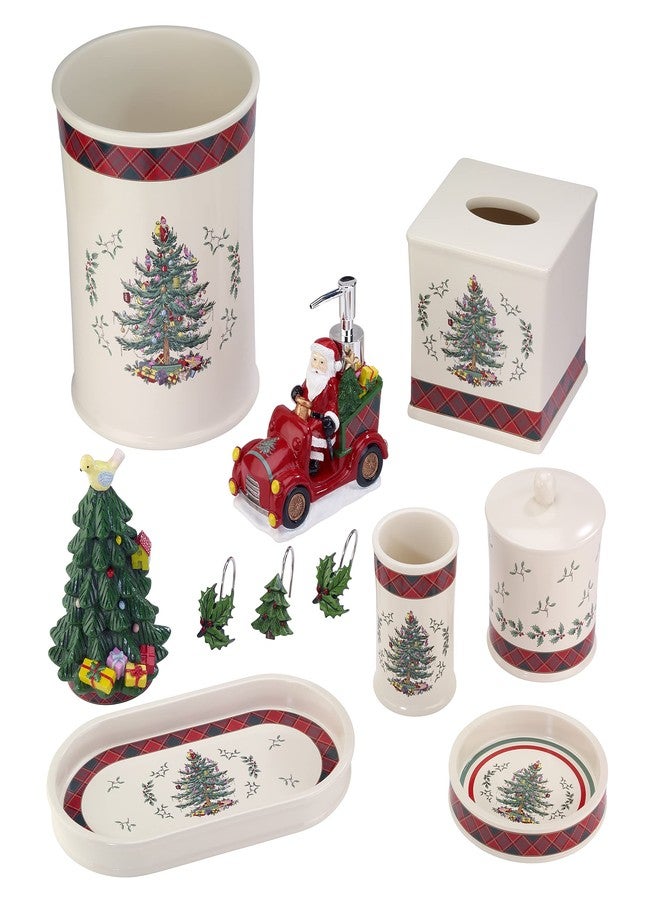 Spode - Fabric Shower Curtain, Holiday Bathroom Decor Christmas Tree Tartan Collection, 72" - Image 3