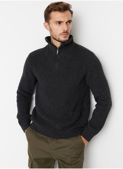 Anthracite Regular Fit Zippered Turtleneck Knitwear Sweater TMNAW22KZ0347 - pzsku/Z5F6078FB168F49BA101FZ/45/_/1730941496/9c33cb92-136c-426b-ab81-c2c1c0214bd4