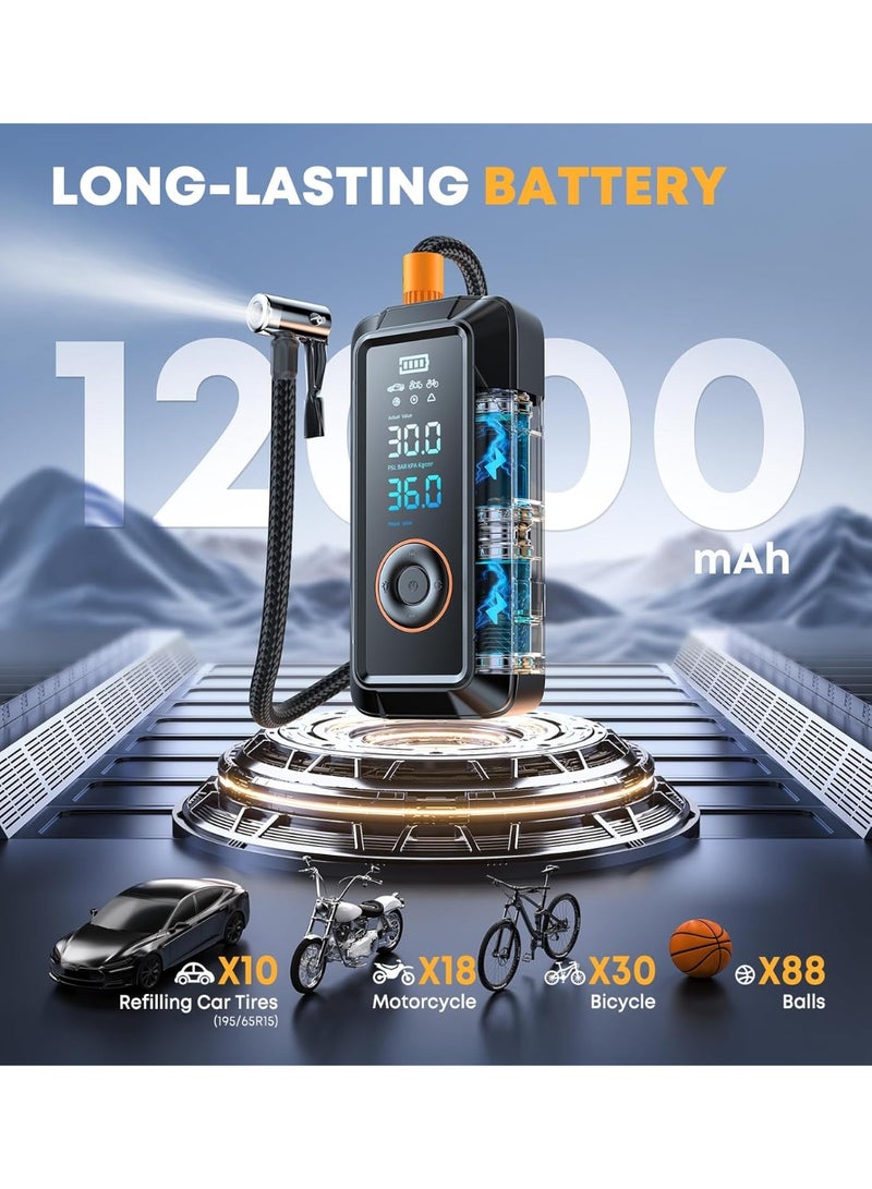 Portable Air Pump,Tire Inflator,Portable Air Compressor 160PSI 5X Faster Portable Cordless Inflator Air Bike Pump with Pressure Gauge Auto Shutoff Function Air Compressor Tires Pump for Cars Motorcycles Bikes Balls - Image 4