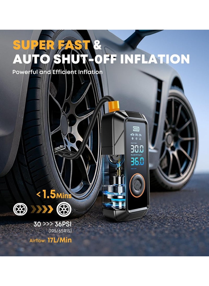 Portable Air Pump,Tire Inflator,Portable Air Compressor 160PSI 5X Faster Portable Cordless Inflator Air Bike Pump with Pressure Gauge Auto Shutoff Function Air Compressor Tires Pump for Cars Motorcycles Bikes Balls - Image 5