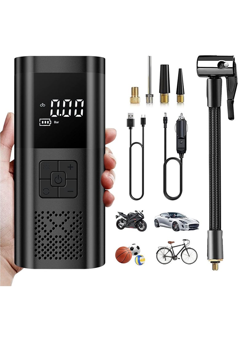 ماركة غير محددة - منفاخ الإطارات ، ضاغط هواء محمول لإطارات السيارة ، ضاغط هواء صغير 150PSI 6000mAh مع مقياس ضغط LCD رقمي وضوء LED ، مضخة هواء سريعة قابلة لإعادة الشحن لدراجة السيارات - Image 1