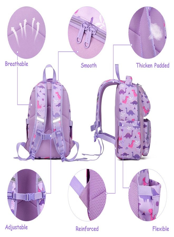فاشي حقيبة ظهر للأطفال الصغار من فاشي للبنات، حقيبة ظهر صغيرة لطيفة للأطفال في رياض الأطفال والحضانة، سعة 7 لتر، حقيبة كتب للمدرسة والسفر، مزينة برسومات ديناصورات أرجوانية - Image 5