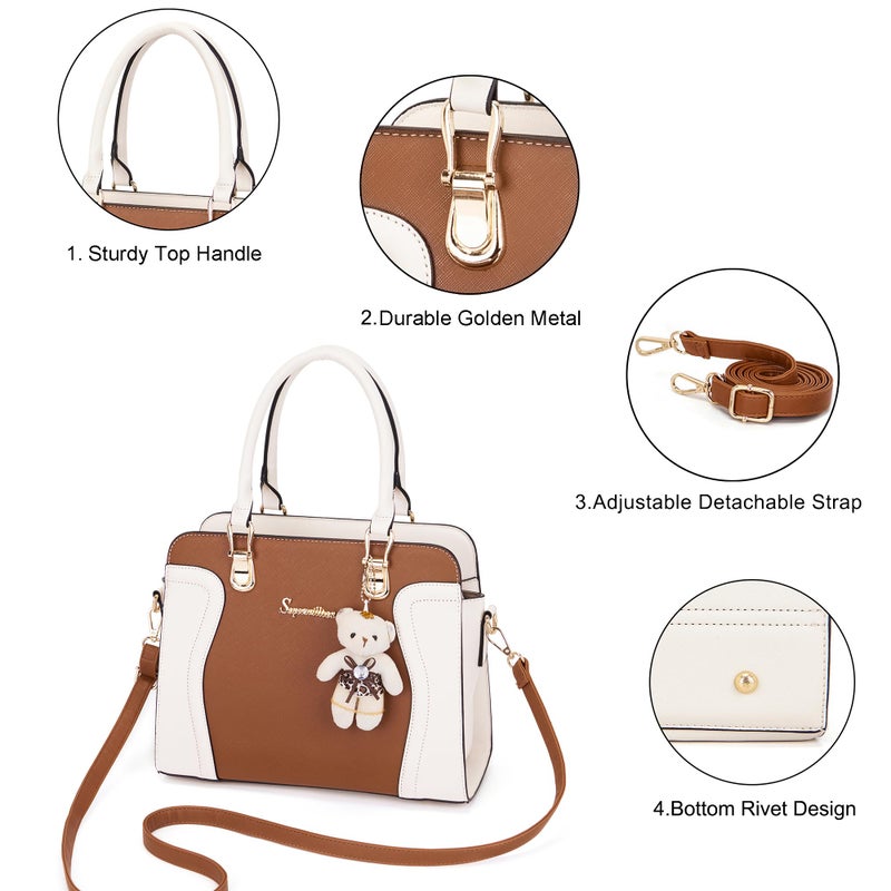 Soperwillton Purses for Women Crossbody Shoulder Handbags Top Handle Satchel Tote Bag Wallet Set 3pcs - Image 3