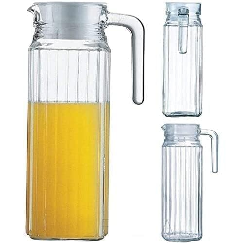 ZROY ENTERPRISE ZROY Elegant Glass Jug with Lid, 1.1L, Multipurpose Jug, Easy Pour Spout & Strong Handle, Transparent Beverage Carafe for Home, Office, Pitcher for Serve Water, Juice, Beverage (Lining - 1.1L) - Image 4