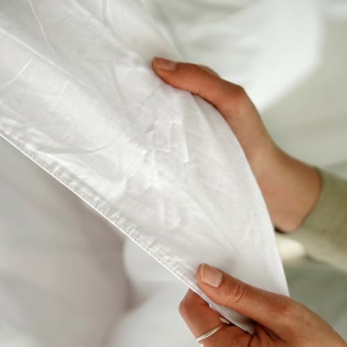 Peru Pima 285 Thread Count Percale Queen Sheet Set - 100% Peruvian Pima Cotton, 4 Piece (Flat, Fitted, 2 Pillowcases) - Cooling, Crisp, Deep Pocket, Hotel Quality Bedding - White - Image 4