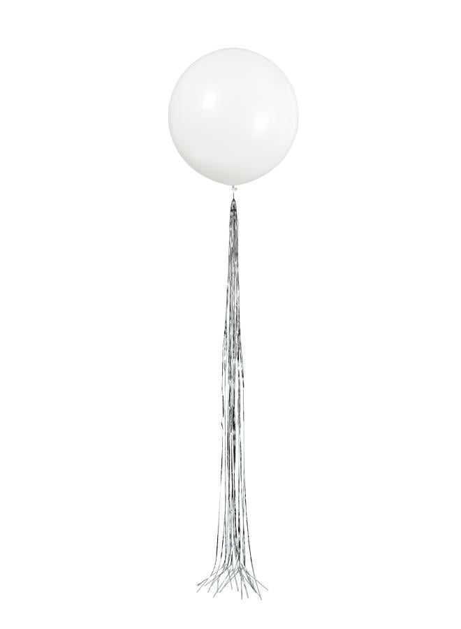 Unique بالون أبيض مع ذيل فضي - Image 1
