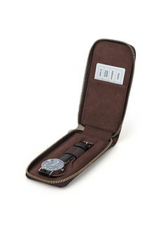 EVEREEN Watch Case Holder Crazy Horse Leather Case 1 Pcs Watch Bag Zipper Travel Storage  - Image 1