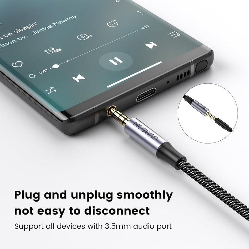 MOSWAG 3.5mm Male to Female Extension Cable with Microphone Stereo Audio Adapter Nylon Braided Compatible for Home/Car Stereos Smartphones Headphones Tablets Media Players and More - Image 4